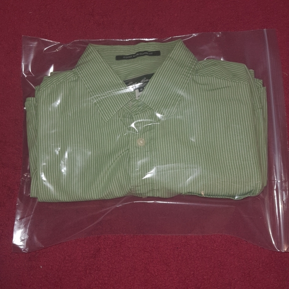 Eddie Bauer Men's Legend Classic Fit Striped Long Sleeve Shirt Medium Green - Picture 7 of 7